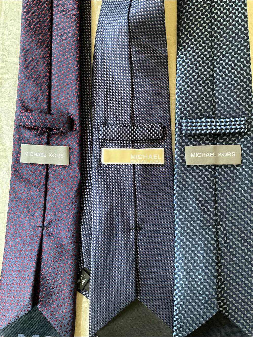 Men's Solid and Textured Ties - Burgundy, Charcoal, Navy - Picture 2 of 3